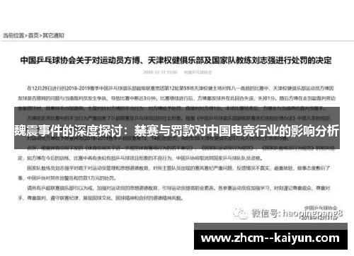 魏震事件的深度探讨：禁赛与罚款对中国电竞行业的影响分析